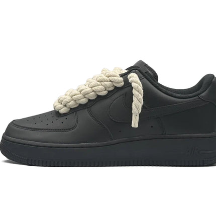 Nike Air Force 1 Low 07 Black Beige Rope Laces