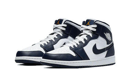 Air Jordan 1 Mid White Metallic Gold Obsidian - FeelTheKicks